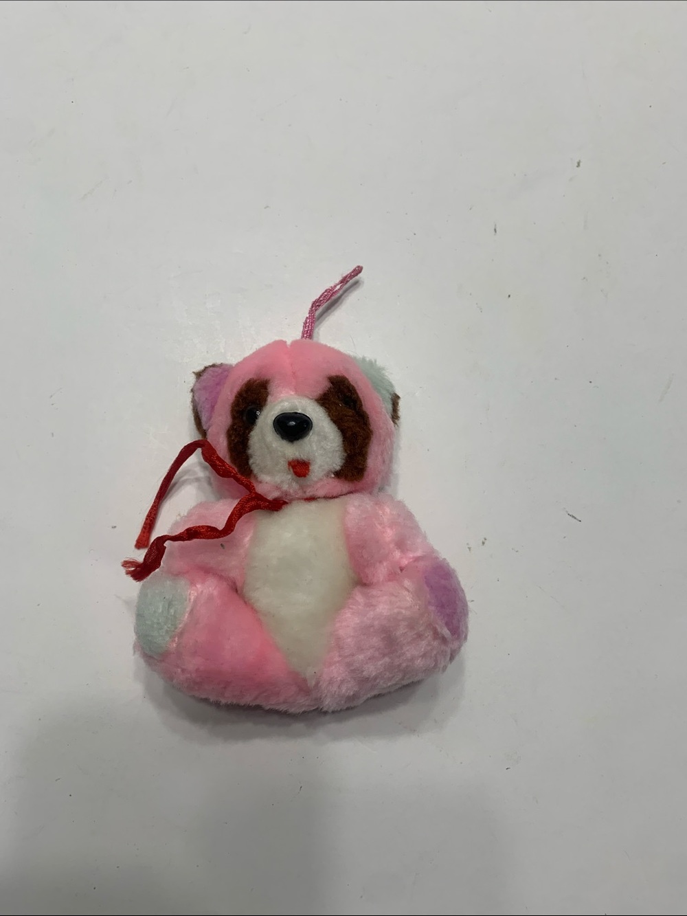 Gund Pink Plush Small Pet Bear with Red Ribbon